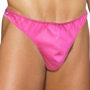 Leather Thong with Side Snaps - Pink